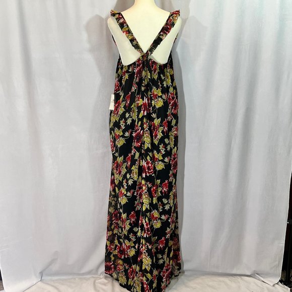 NWT Volcom Black Red Floral Maxi Dress Size Small - Picture 2 of 11